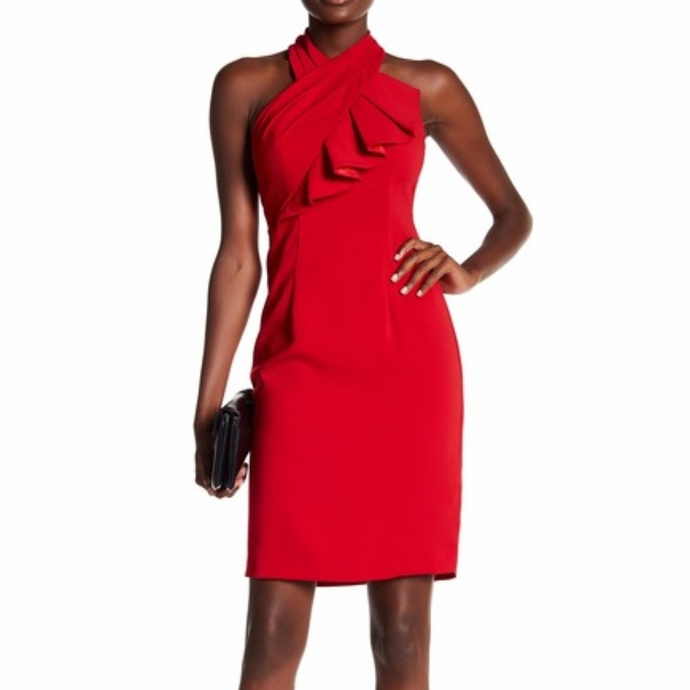 Carmen Marc Valvo Infusion Wrap Front Shift Dress